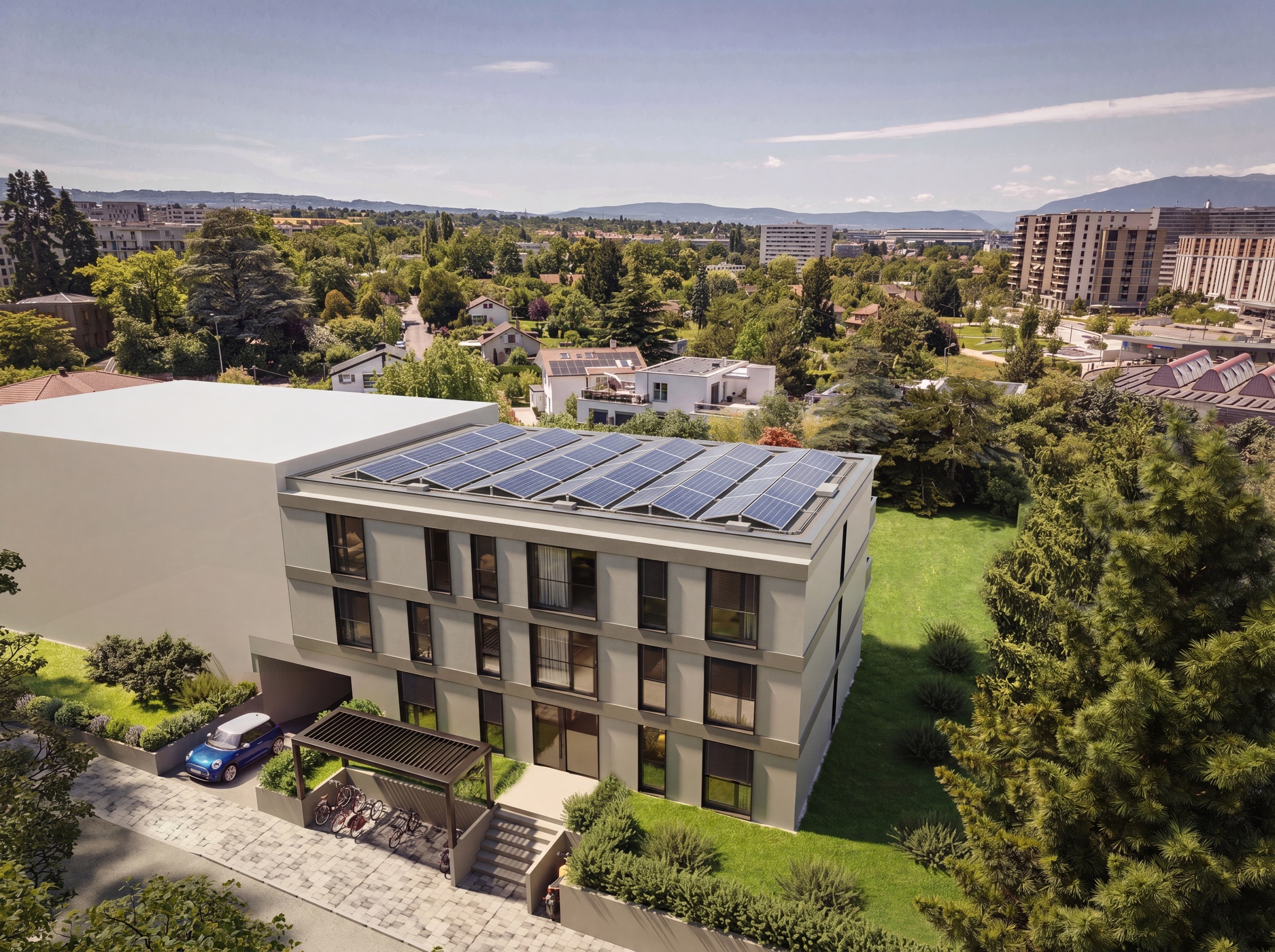 Vue aérienne de la résidence Les Tuileries à Lancy